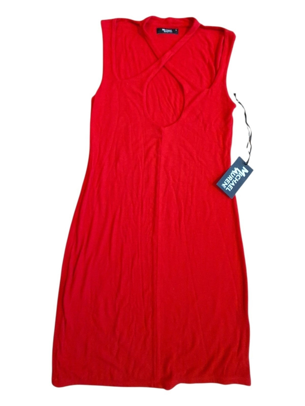 Michael Lauren Red Sleeveless Dress with Front Peek-a-boo Cutout